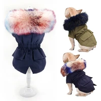 warm winter dog clothes luxury fur dog coat hoodies for small medium dog windproof pet clothing fleece lined puppy jacket