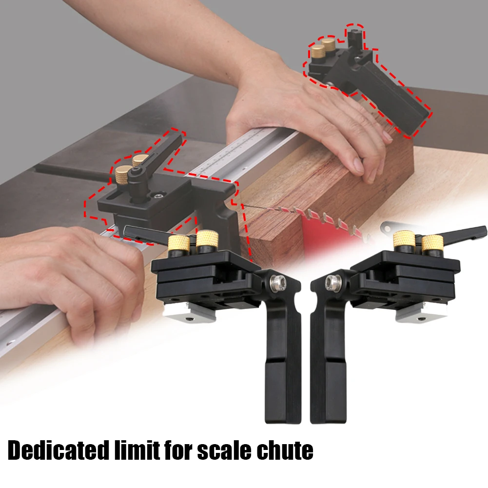 

Durable Left Right T Slot Jig Woodworking Tool Workbench Sliding Brackets Professional Miter Track Stopper Limiter Locator DIY