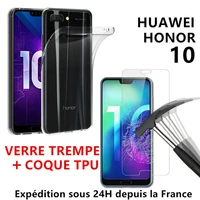 for huawei honor 10 coque silicone film verre tremp%c3%a9 vitre ecran protection