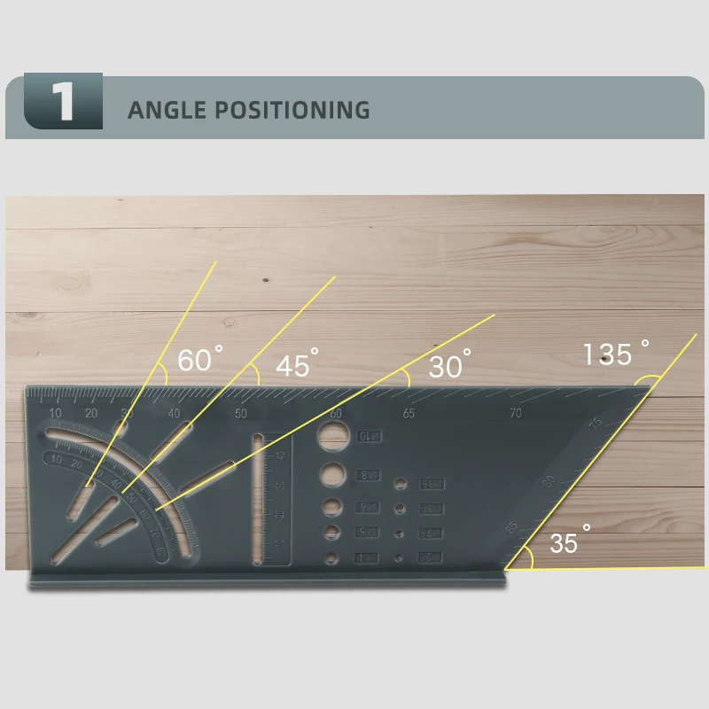 

Multifunctional Angle Ruler 3D Mitre Angle Measuring Gauge Square Size Marking Gauging Carpenter Tool Wood Working Ruler