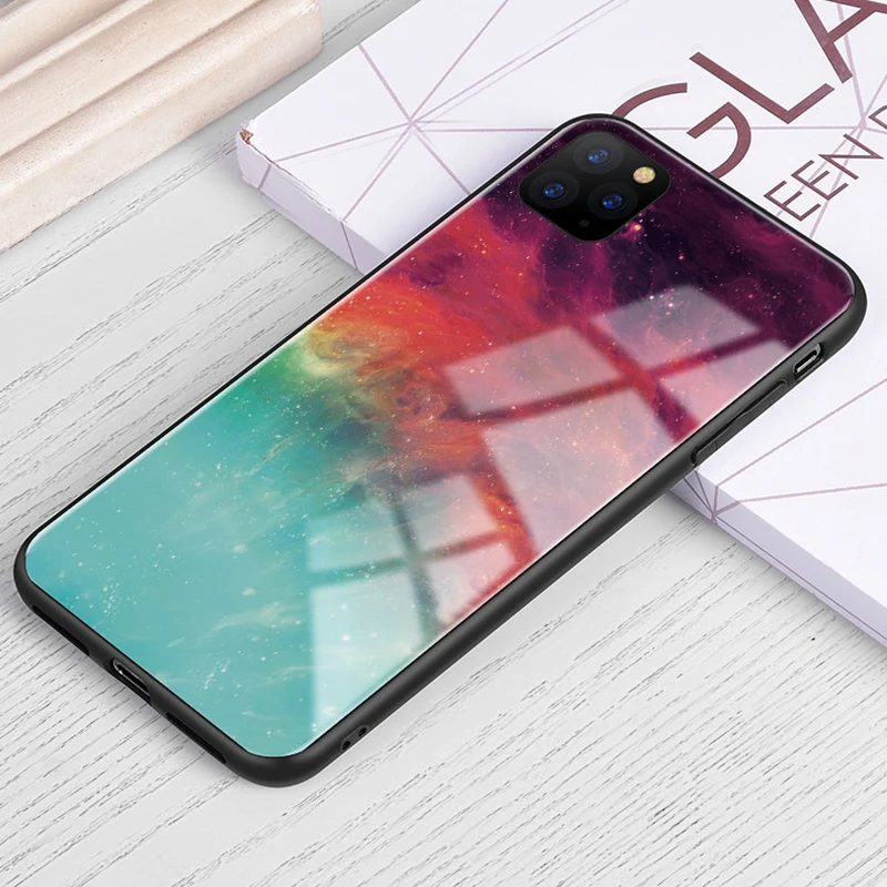 для iPhone 11 Pro Max чехол Роскошный i телефонный apple X XR XS макс. закаленное стекло задней