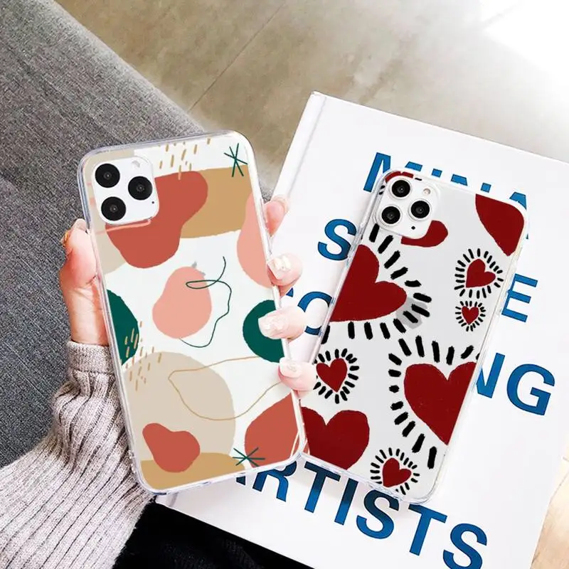 

Line woman art pattern aesthetics Phone Case Transparent for iPhone 7 8 11 12 13 mini pro X XS XR MAX Plus