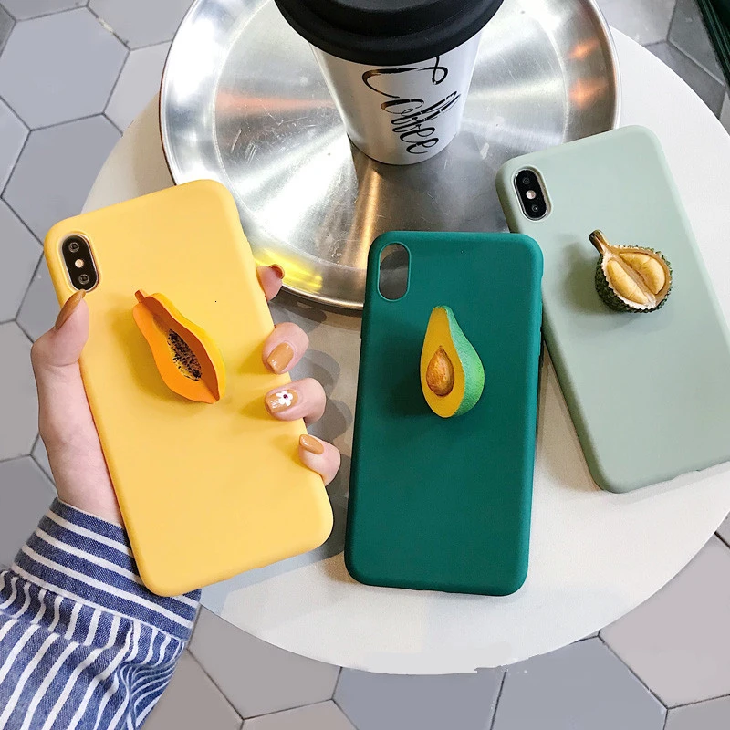 3D милый чехол для телефона с фруктами и авокадо iPhone 11 Pro Max X XR XS MAX защитный 8 7 Plus 6s
