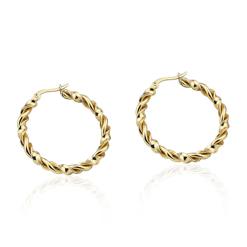 

New Fashion Stainless Steel Jewelry Smooth Twisted Wire Twist Earrings For Women's Party Wedding Gifts Wholesale E-513