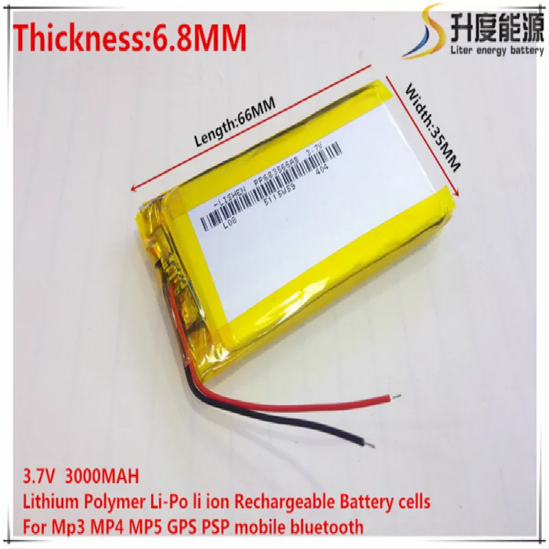 

Free shipping 1pcs/lot 683566 3.7 V lithium polymer battery 3000 mah DIY mobile emergency power charging treasure battery