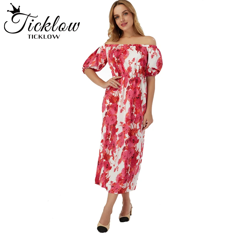 

Summer Off-Shoulder Sexy Ladies Dress, Elegant Women's Pure Color Long Strapless Dress, Square Neck All-match Party Dress Summ