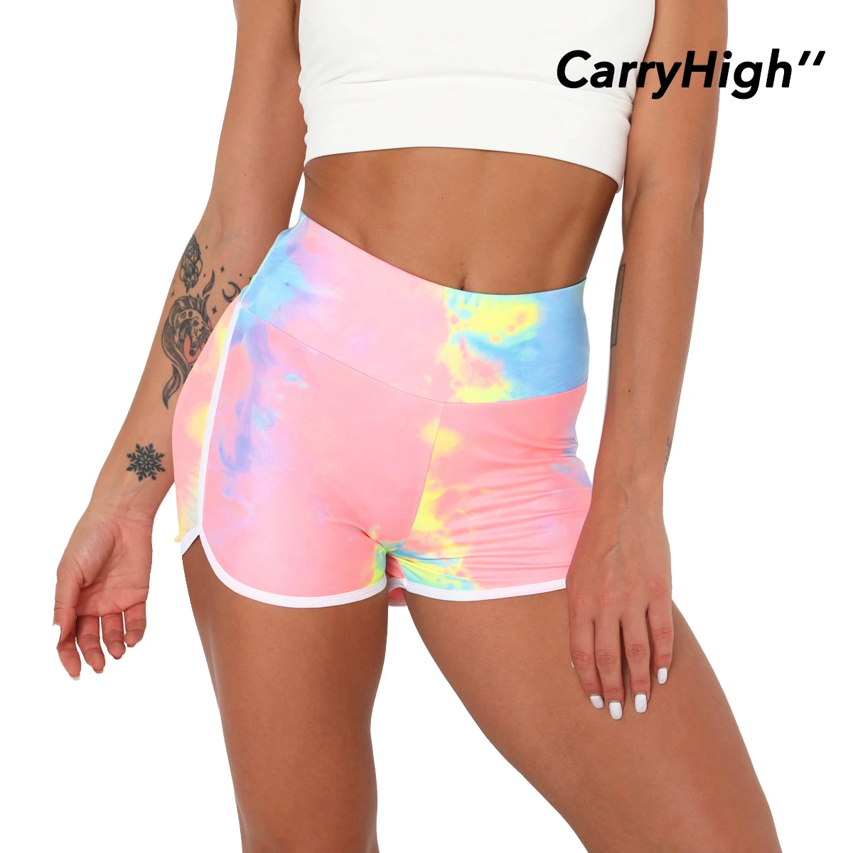 Шорты для йоги женские персиковые обтягивающие брюки фитнеса тренировочные