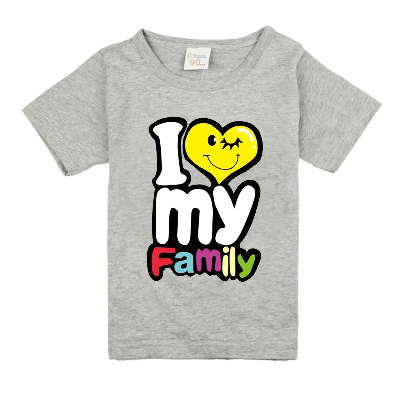 Summer Children Clothing Boys Girls T-Shirt Cotton I love family Short Sleeve Infant Kids Tops Casual T-shirt 2-15Y Shirt | Детская
