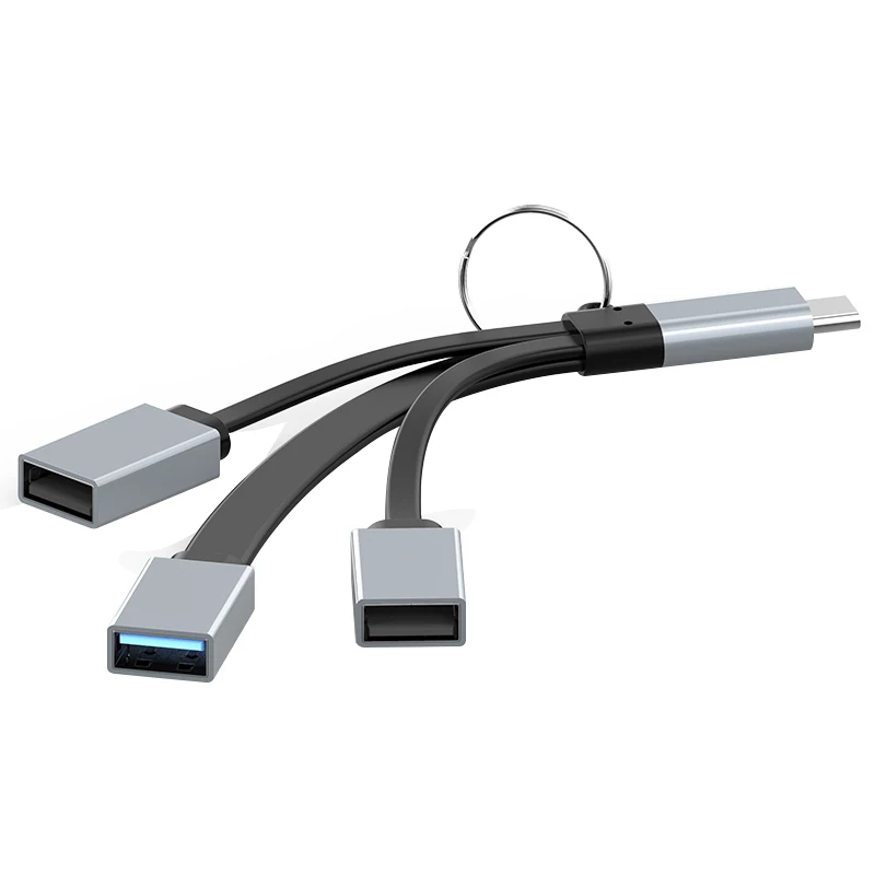 

TYPE-C TO USB HUB 3 in 1 Right Angle TYPE-C Interface Instant Docking Station Portable Keychain Suitable for PC and Mobile Phone