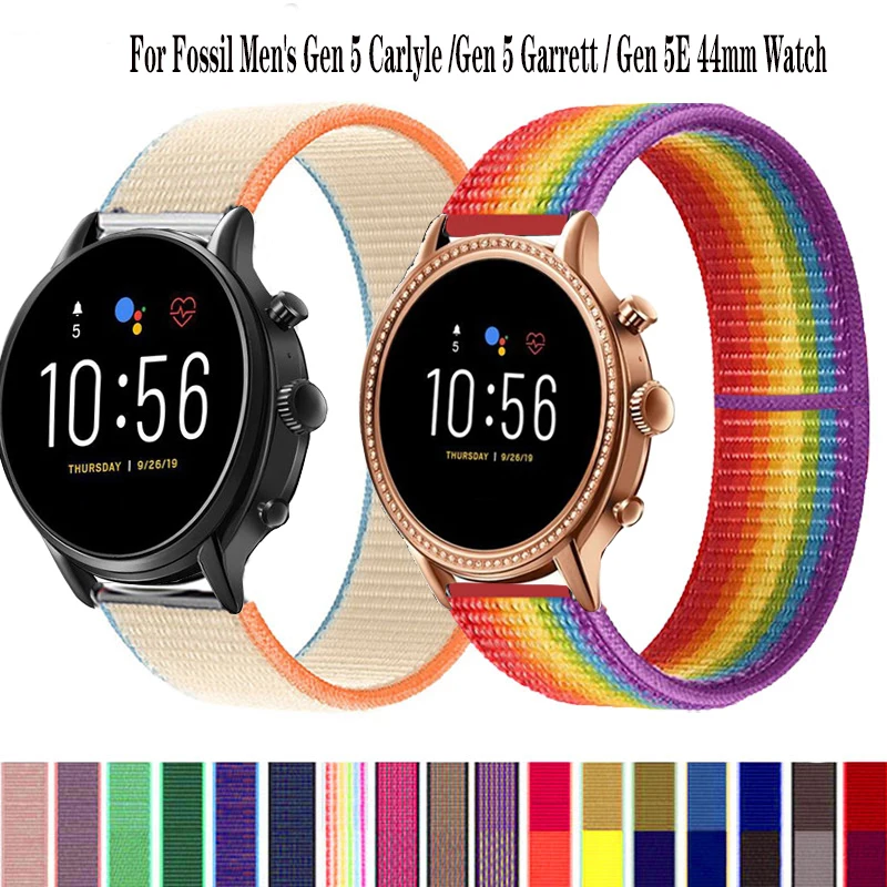 Ремешок нейлоновый для Fossil Men 5 Carlyle /Gen Garrett / Gen 5E 44 мм сменный мужской браслет