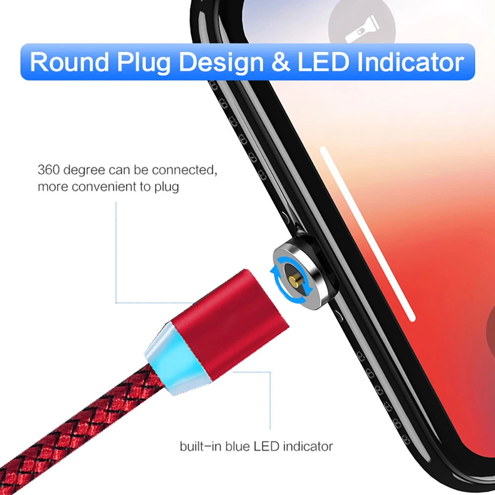 Высококачественный Магнитный всасывающий кабель для быстрой зарядки с круглой