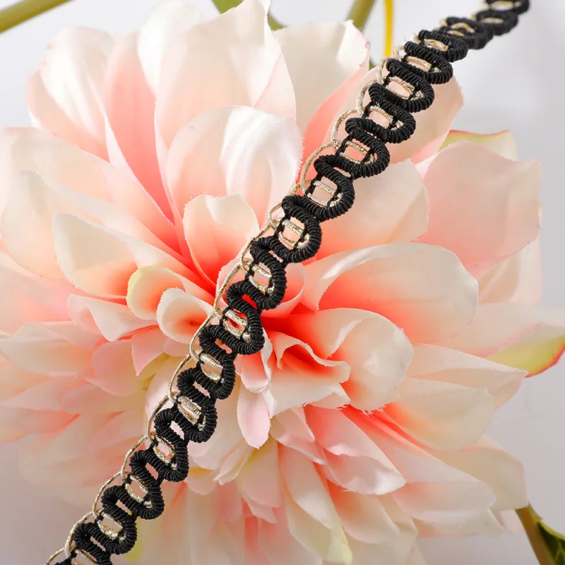 5 м/лот кружевная отделка ткань шитье кружево золотистая белая цельнокроеная