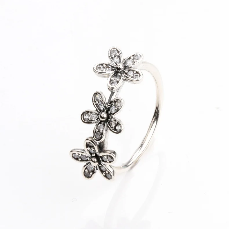 

Hot Authentic 925 Sterling Silver All-match Dazzling Daisy Fashion Flower Cluster Inlaid Zircon Ring For Women Original Jewelry
