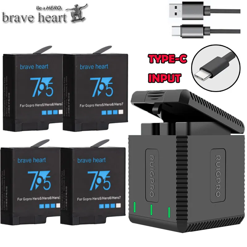 Bateria go pro hero 7 черный аккумулятор+ 3 комплекта зарядное устройство для Gopro go pro hero 5 6 7 8 hero 7 hero 8 черный аксессуары для камеры