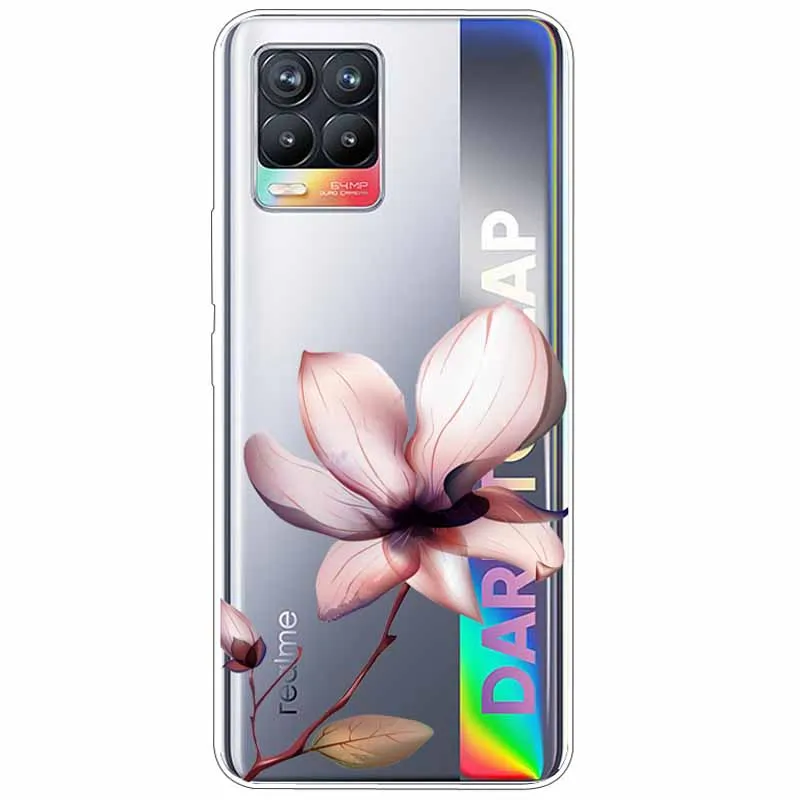 tpu transparent case for realme 8 pro cover silicone soft flower fundas for realme 8 case phone coque realme8 slim 8pro cases free global shipping