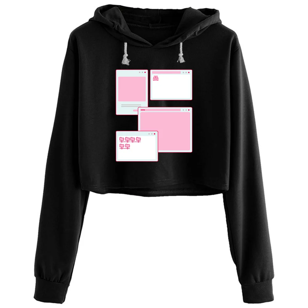 

Эстетика Vaporwave 90-х гранж кавайная E-Girl укороченные толстовки женские эмо эстетика Kpop корейский пуловер для девочек