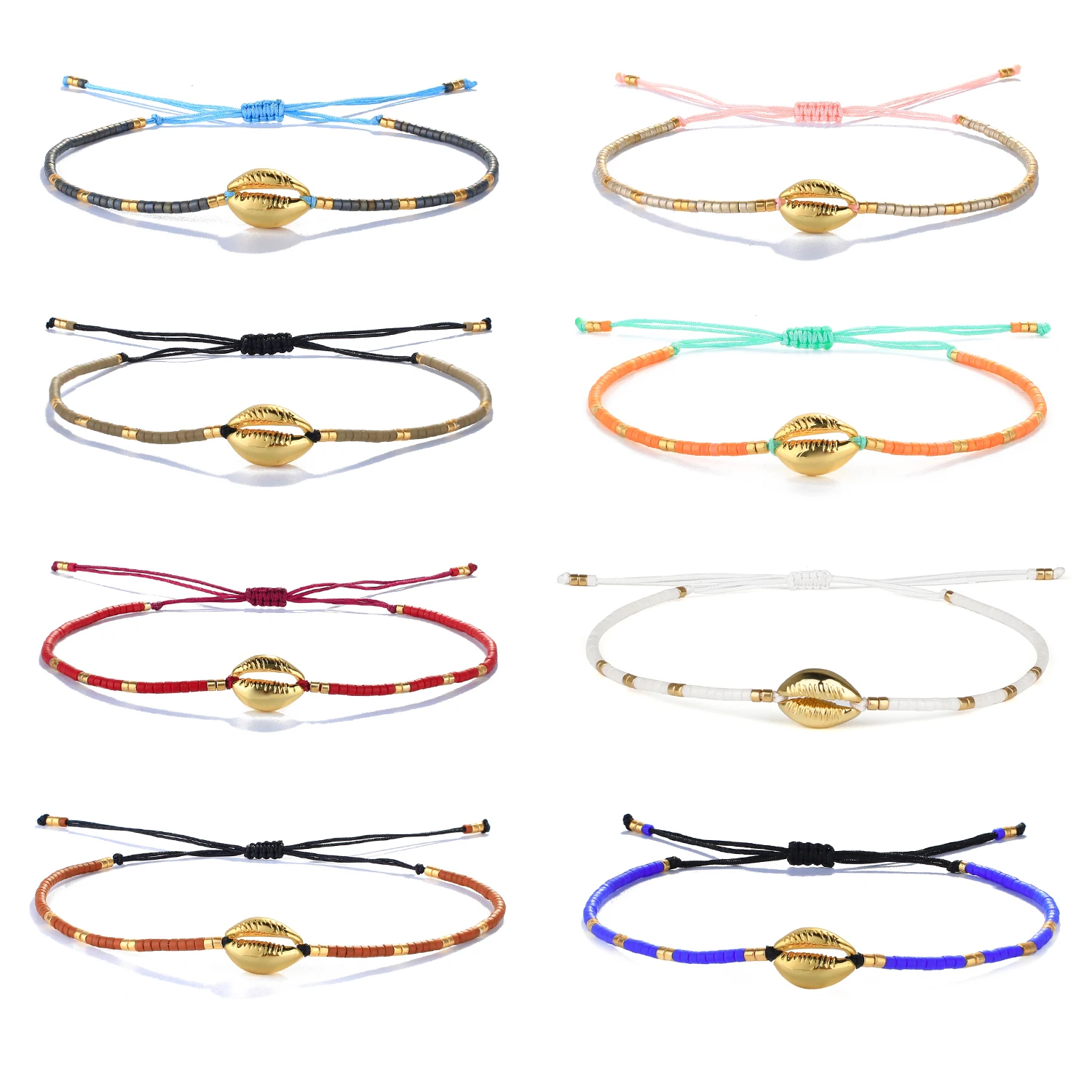 

KELITCH New 2022 Gold Shell Beaded Strand Bracelet Boho Beach Shell Friends Bracelets Women Accessories Pearl Anime