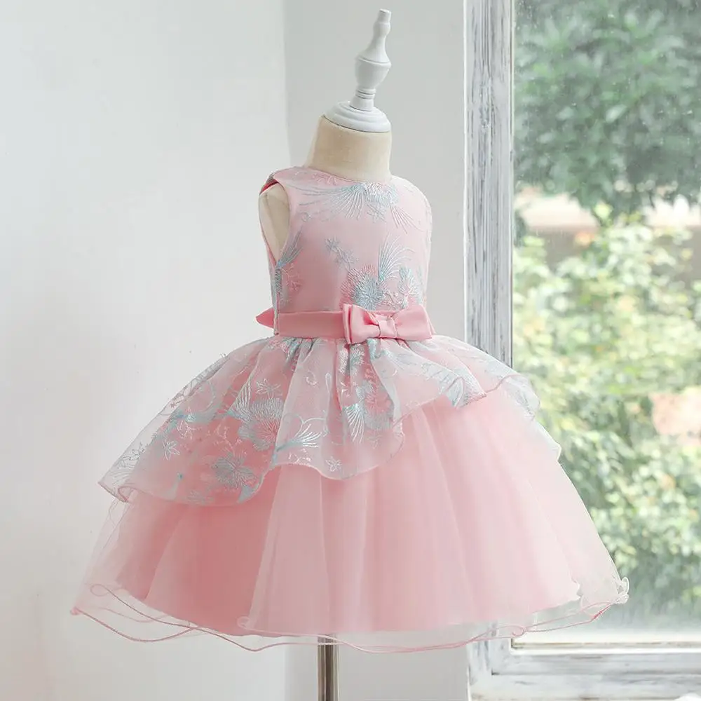 2018 pink Новое платье с рисунком для девочек, одежда без рукавов для девочек, платье для свадьбы, выступления, дня рождения, вечерние платья-пачки для девочек на свадьбу - Цвет: 2018 pink