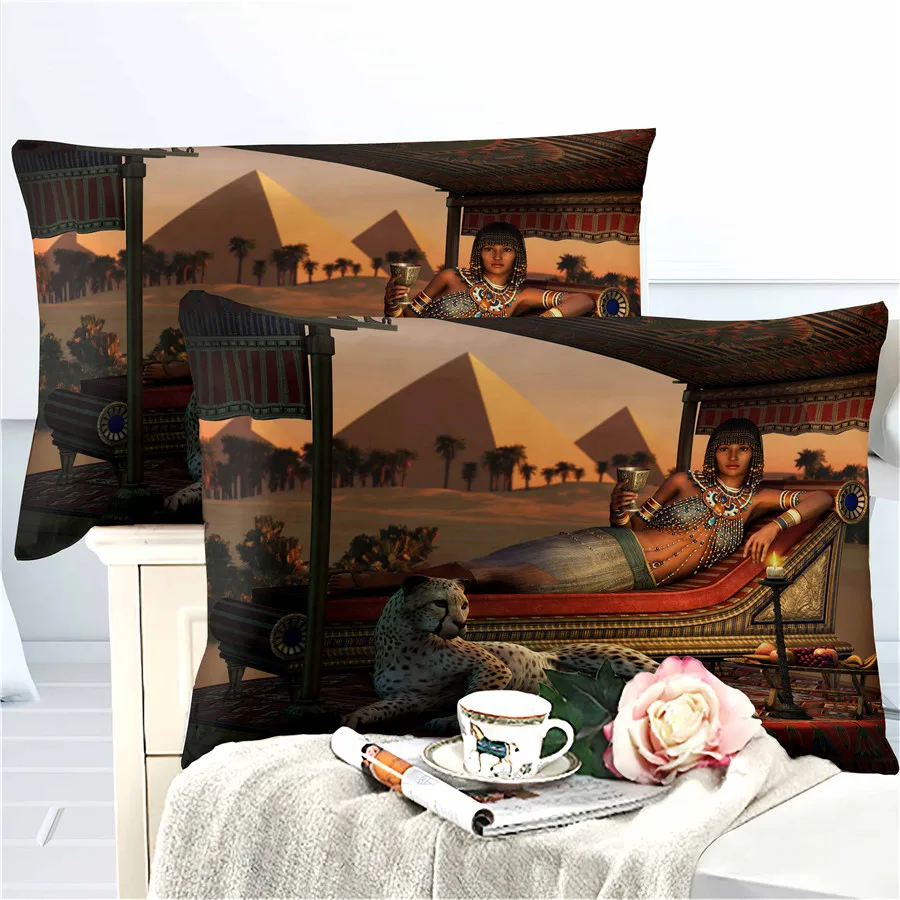 

HELENGILI 3D Bedding Set Ancient Egypt Print Duvet Cover Set Bedcloth with Pillowcase Bed Set Home Textiles #AJ-09