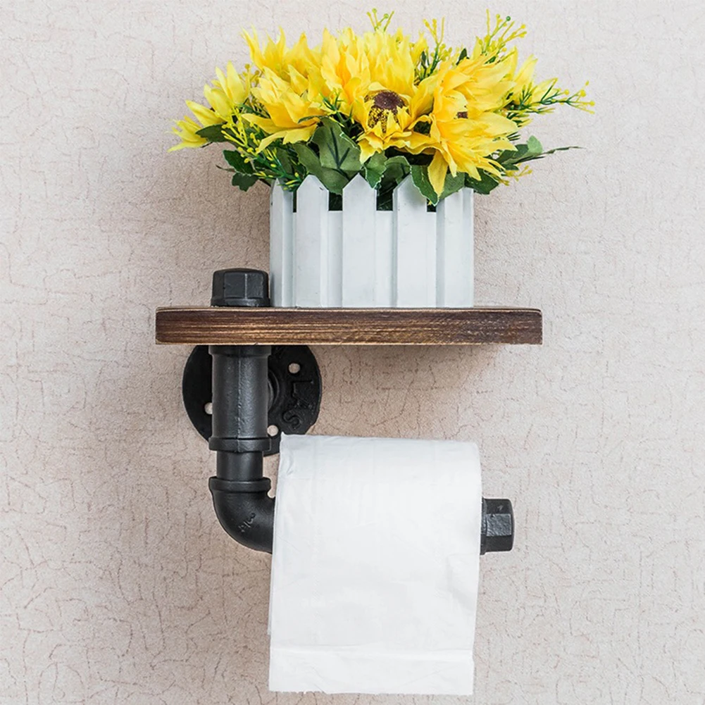 

With Screw Durable Hardware For Bathroom Wood Toilet Paper Holder Universal Home Decor Wall Mounted Vintage Storage Shelf Gift