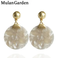 mg trendy gold acrylic earrings for women round white acetic acid pendant dangle earrings fashion jewelry femme jewelry 2019