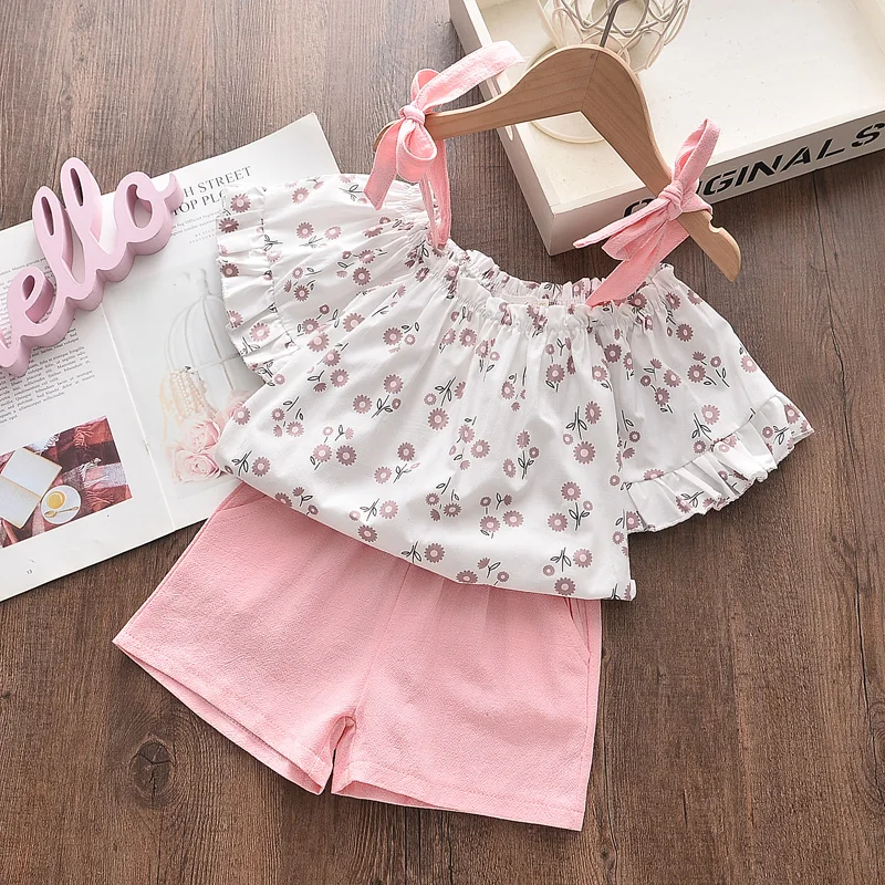 Melario Polka Dot Printed Casual Clothing Sets for Girls Sleeveless T Shirt Shorts 2pcs Suits Toddler Girl Clothes Outfit | Детская