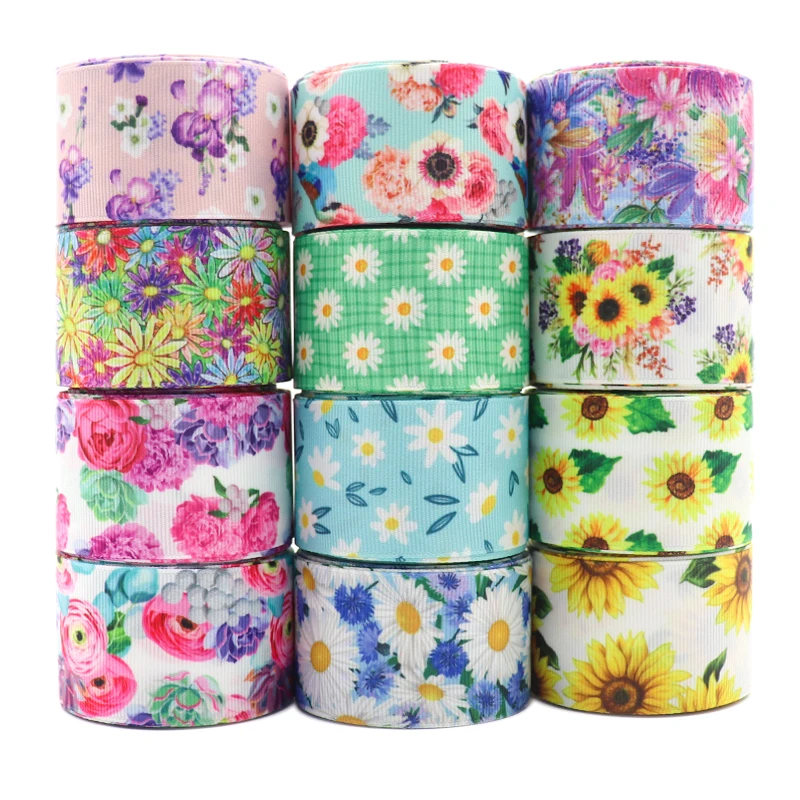 

10 Yards 1.5" 38MM Flower Printed Grossgrain Ribbon For Hair Accessories DIY Craft Supplies Sewing Handmade Y2021051101