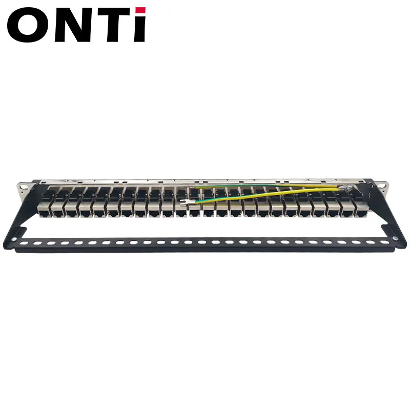 ONTi 24 порта 1U CAT6 RJ45 экранированная сквозная Соединительная панель Keystone Jack 19 дюймов