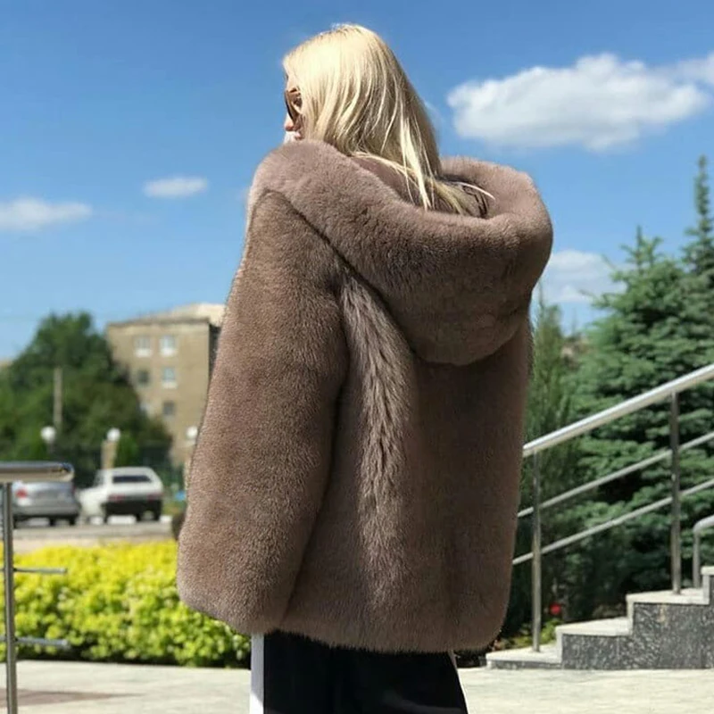 BFFUR Medium Length Fox Fur Coats Natural Women Winter Fashion Whole Skin Genuine Fox Fur Jackets Luxury Woman Overcoats Real
