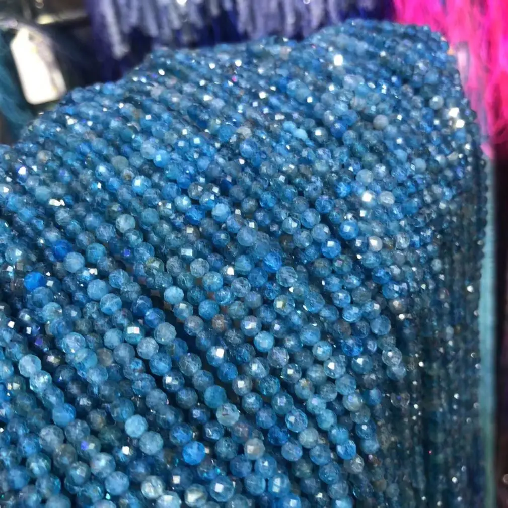 Бусины Из Натурального голубого апатита граненые бусины для изготовления