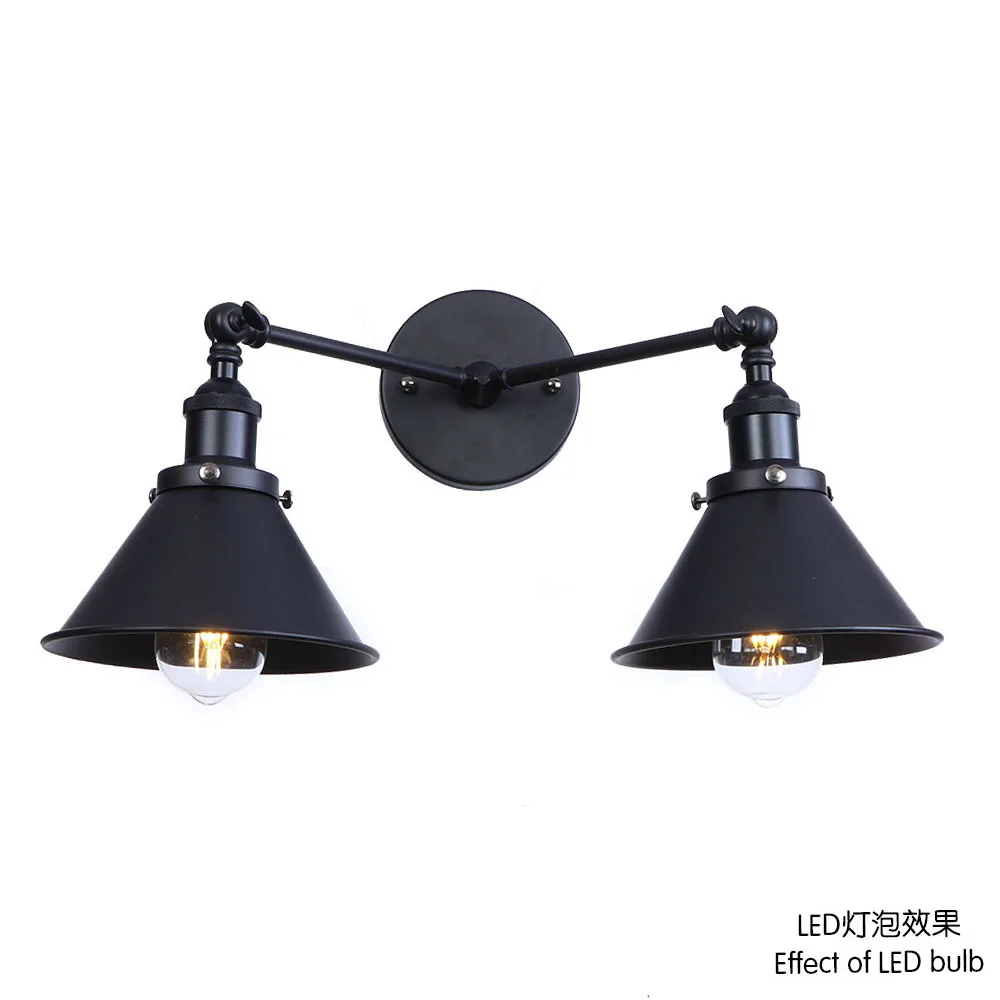 Светодиодный настенный светильник E27 металлический с двумя лампами В