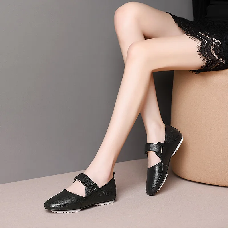 

FEDONAS 2021 Newest Sweet Women Pumps Genuine Leather Basic Pumps Hook Casual Shoes Woman Round Toe Spring Summer Women Shoes