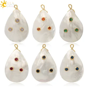 CSJA капли воды пресноводный жемчуг шармы аксессуары CZ Стразы для DIY изготовления ожерелья серьги Модные ювелирные изделия фурнитура G259