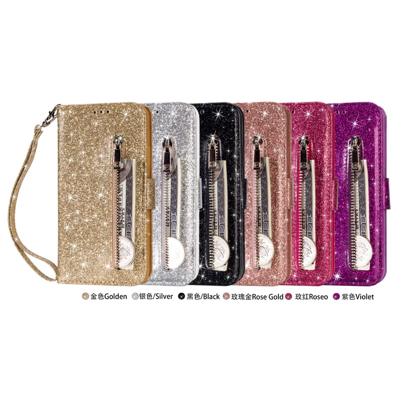 fashion glitter leather wallet card slots flip case cover for xiaomi redmi note 10 9 pro 8 7 pro 9 se cc9 poco x2 7a 8a a3 lite free global shipping