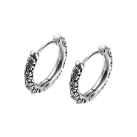punk gothic flower daisy round men womens hoop earrings fashion vintage stainless steel hip hop jewelry accessories earrings