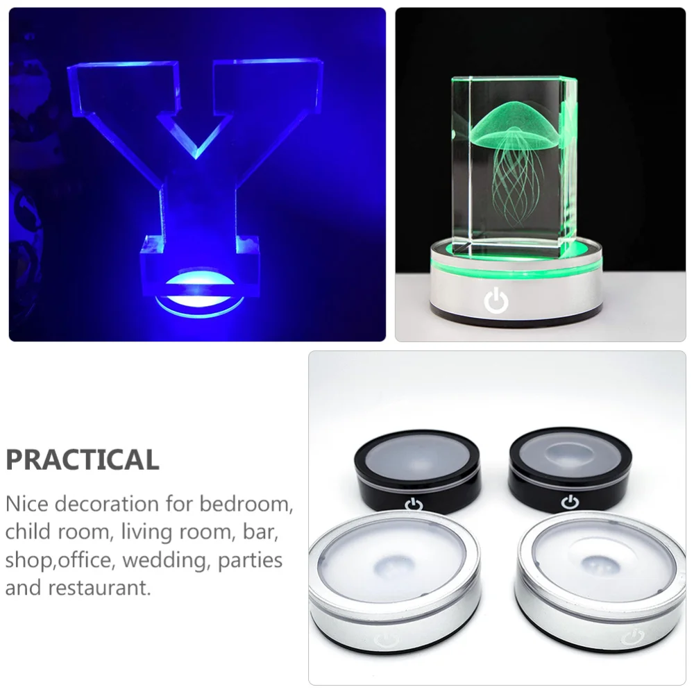

Round LED Light Base Crystal Display Show Stand with Sensitive Touch Switch
