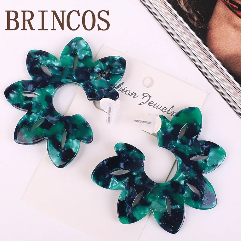 Версия handmadeCC сережки blueearringsblueearrings акриловые серьги женские орнаменты богемные золотые осыпающиеся ретро звезды корейские
