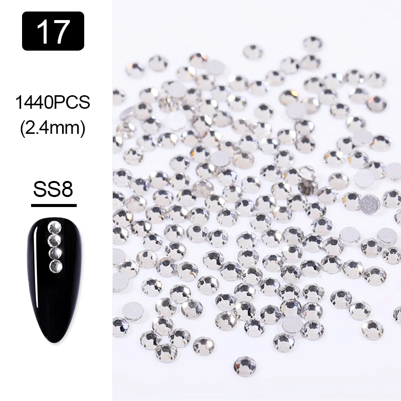 17 1440 шт Nail Art Стразы, Роза золотого и красного цвета AB Цвета с плоской задней частью, с декоративной отделкой бисером, смешанные Размеры DIY 3D нейл-арта украшения - Цвет: 17