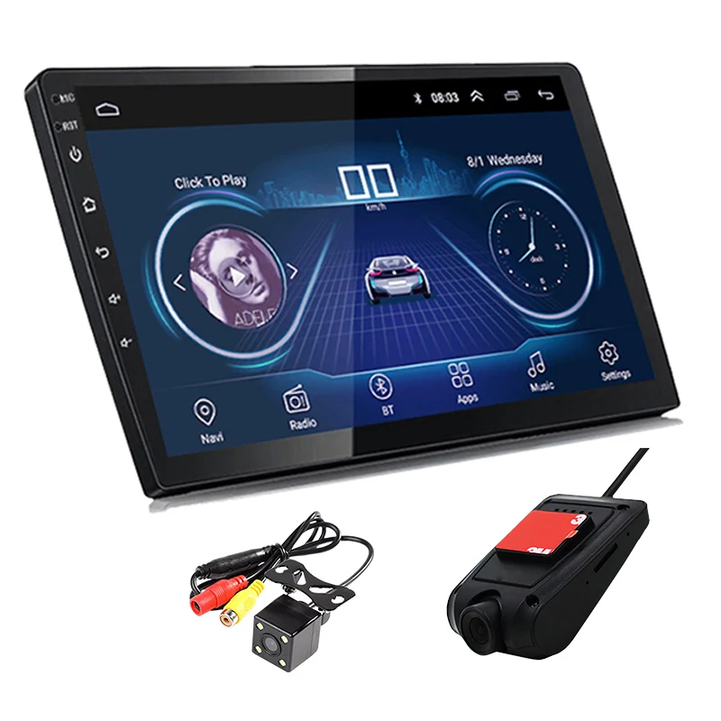 with camera DVR Wifi Android 8,1 2 Din мультимедийный 10,1 дюймовый универсальный автомобильный Радио Bluetooth MP5 плеер gps навигация RAM1G ROM16G Mirrorlink - Цвет: with camera DVR