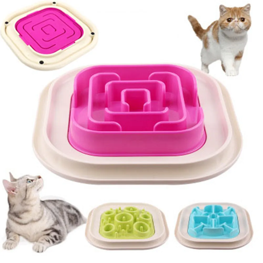 

Non-slip Pet Dog Puppy Cat Feeding Food Bowls Pet Slow Down Eating Feeder Dish Bowl Travel Plastic Bowl Anti-fall Food Container