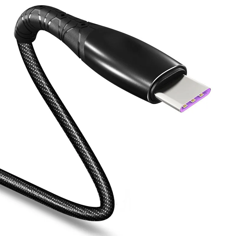 Black Vanniso 5A супер зарядный usb type C кабель для huawei P20 P30 NOVA5 зарядный провод для Samsung S9 Xiaomi Redmi usb с светодиодный - Цвет: Black