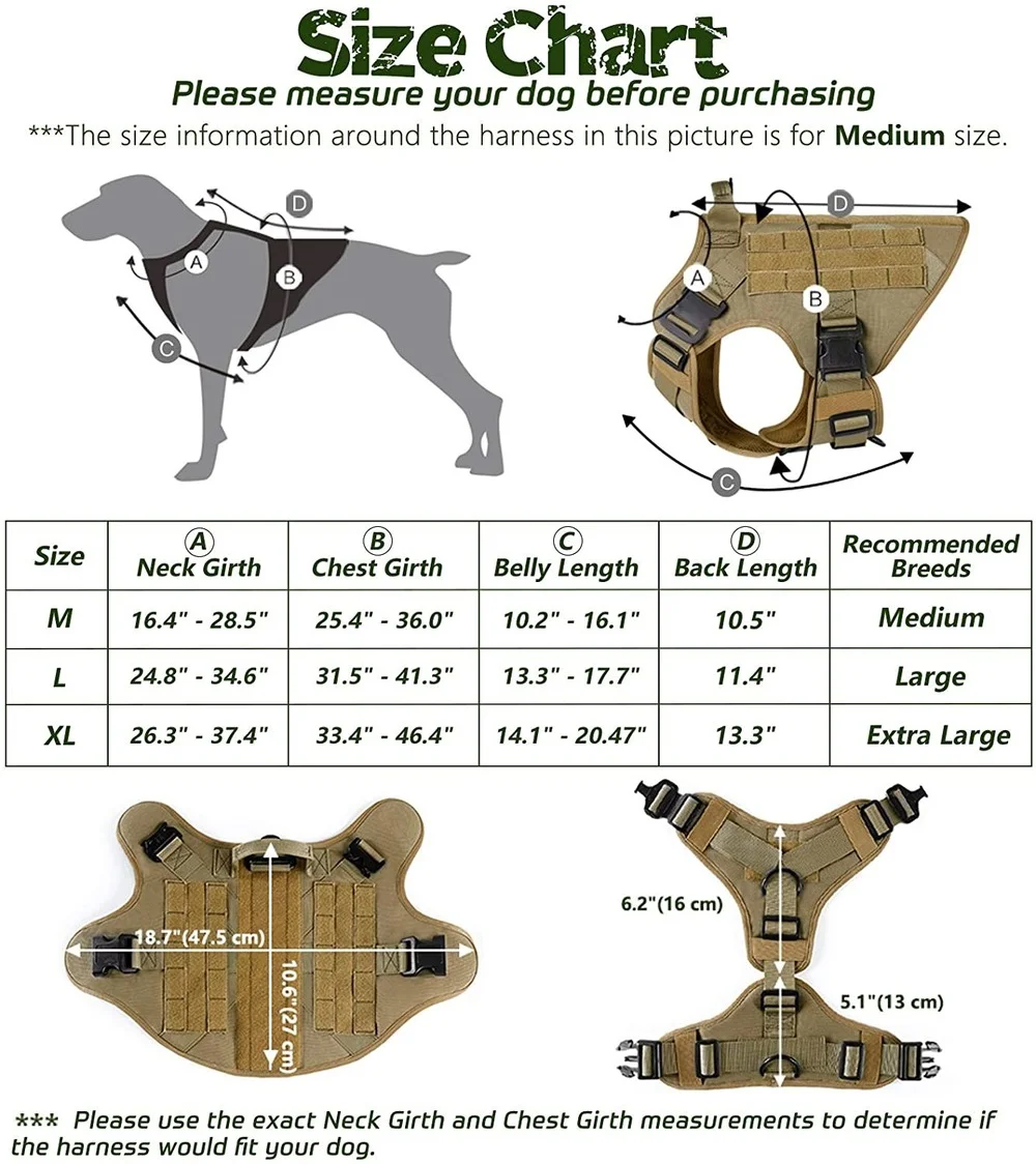 Conjunto t&aacute;ctico de arn&eacute;s y correa para perro, hebilla de Metal, chaleco grande K9, Pastor Alem&aacute;n, duradero, para entrenamiento de perros grandes-5