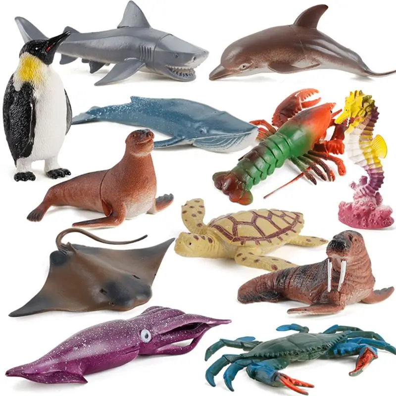 

Мини-модель животного 12 шт./компл., Имитация океана, морского мира, морской жизни, акулы, Кита, дельфин, развивающие игрушки для детей