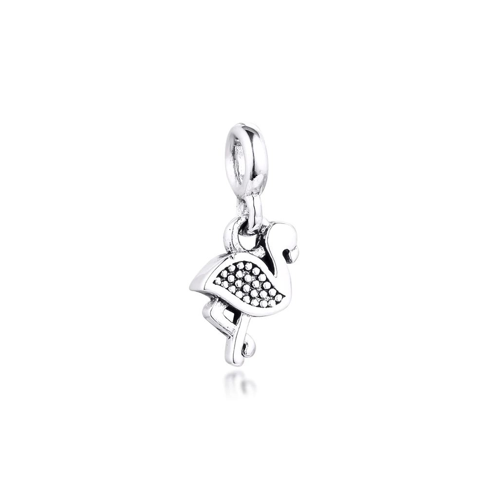 

Beads fits For Bracelets Necklaces 100% 925 Sterling-Silver-Jewelry Signature Me My Pink Flamingo Charms Free Shipping