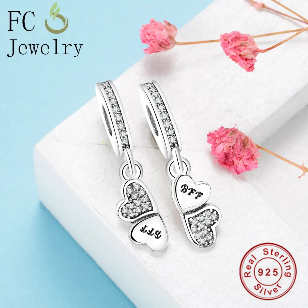 FC Jewelry Fit Original Brand Charm Bracelet Necklace 925 Silver Four-leaf Clover Best Friend Pendant Bead Making Berloque DIY | Украшения