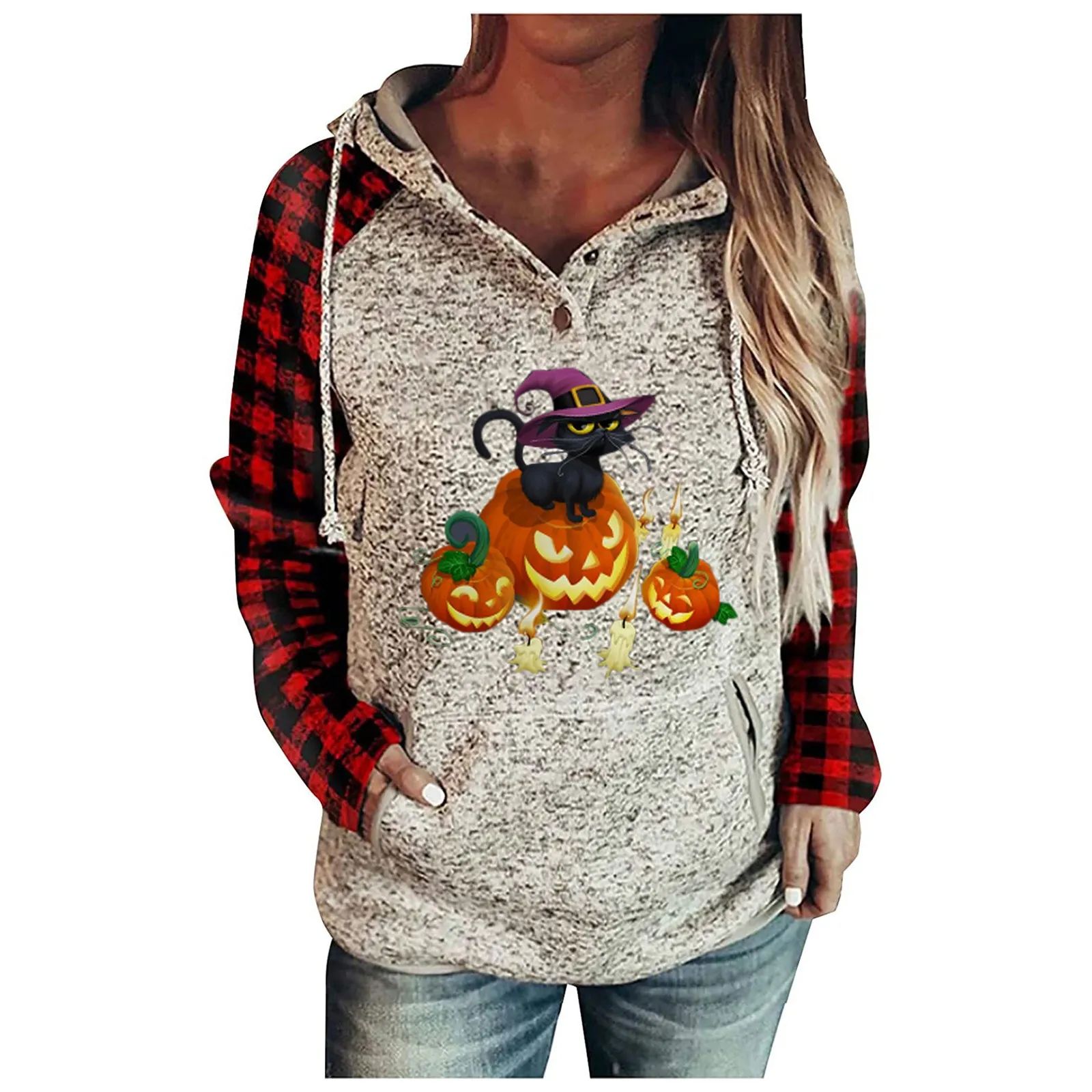 

Женский свитшот с длинным рукавом, на пуговицах