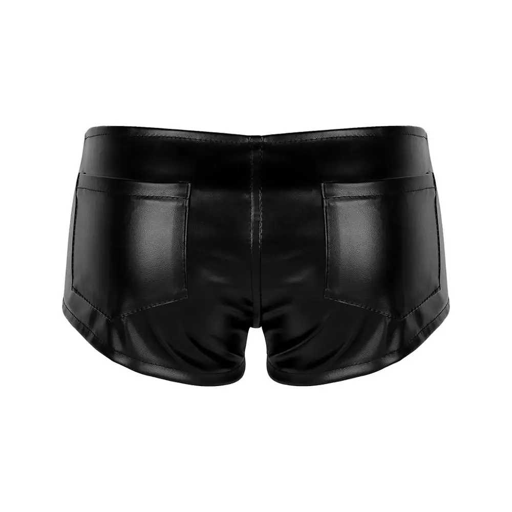 Женские сексуальные шорты Wetlook из искусственной кожи с заниженной талией Одежда