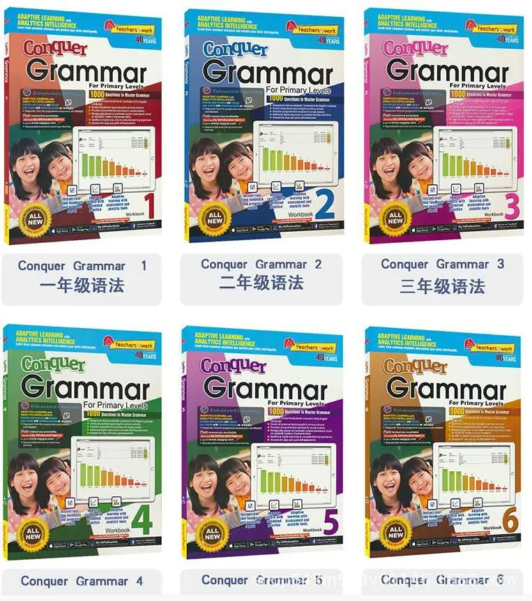 

6book/set SAP Conquer Grammar Workbook books Singapore Grammar Practice English Teaching material guide books libros