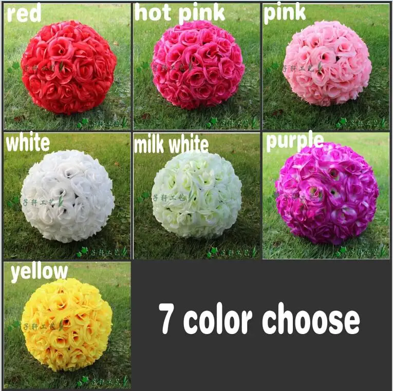 

25 CM 10" Artificial Encryption Rose Silk Flower Hanging Kissing Balls For Christmas Ornaments Wedding Party Decorations Supply