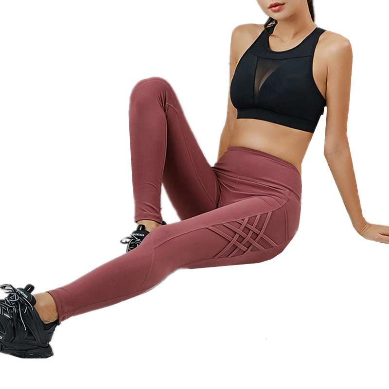 Цветные спортивные Леггинсы с перекрещивающимися краями для бега Femme не